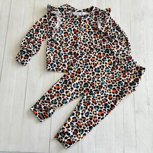 Posh Peanut Baby Girl Leopard Jogger set 18-24 months Bamboo